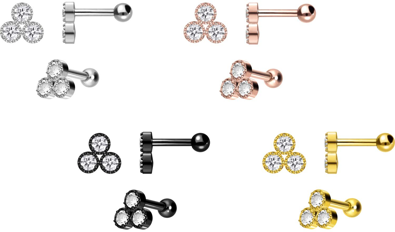 Piercing-Set Titan Schraubaufsatz Mit Außengewinde KRISTALL + KETTE
